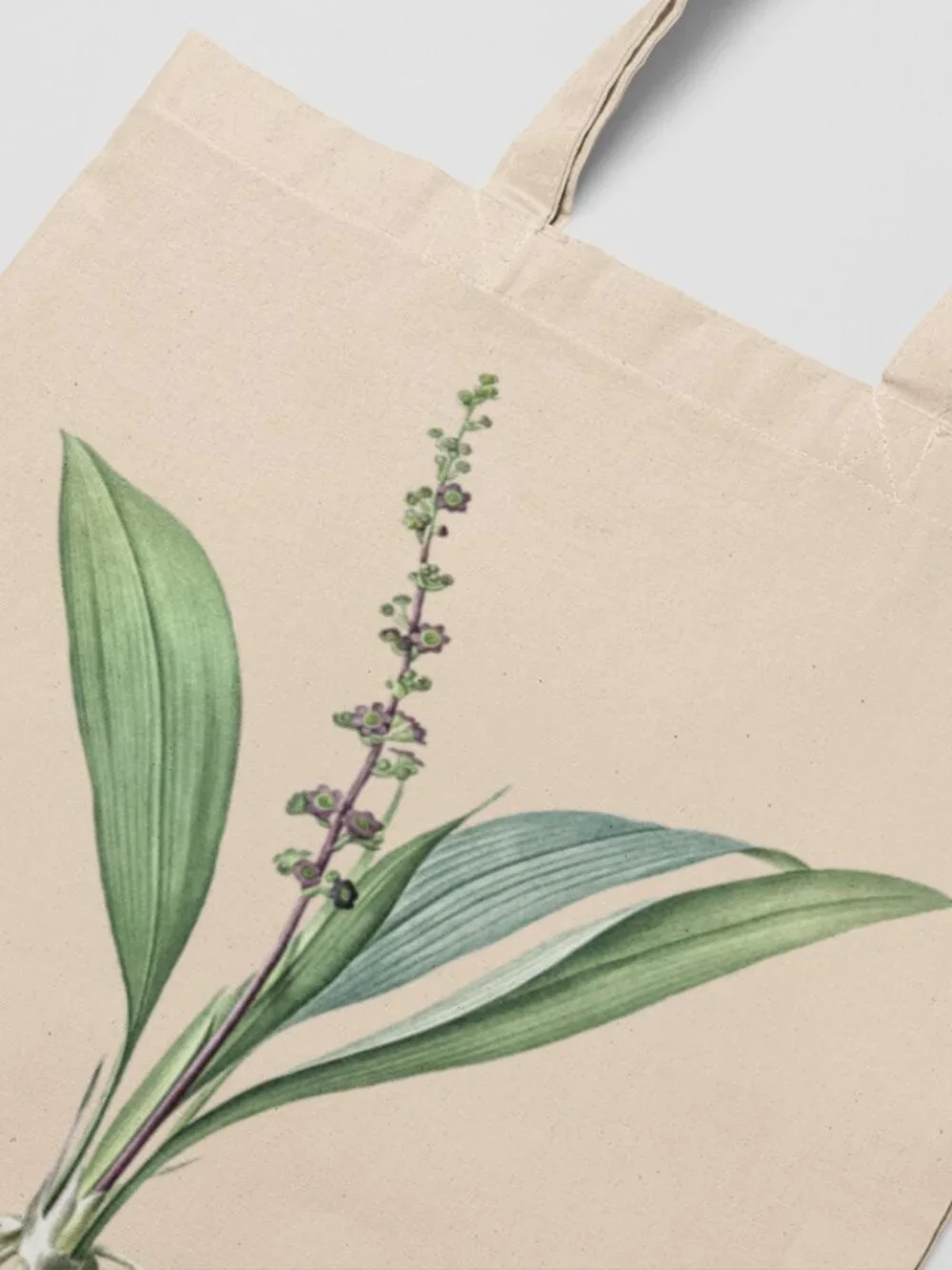 Purple-Flowered Peliosanthes Vintage Floral Print Graphic Canvas Tote Bag